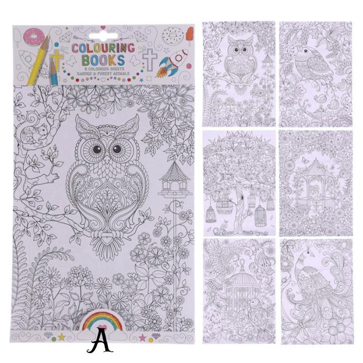 Coloriages pour adultes - Animaux forêt et jardin