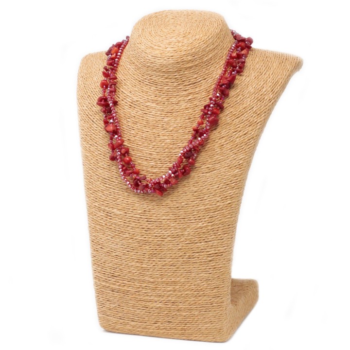 Colliers en Eclats de pierre de Corail rouge