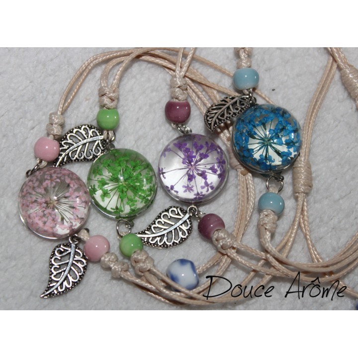 Bracelet Fleur pressée - Vert