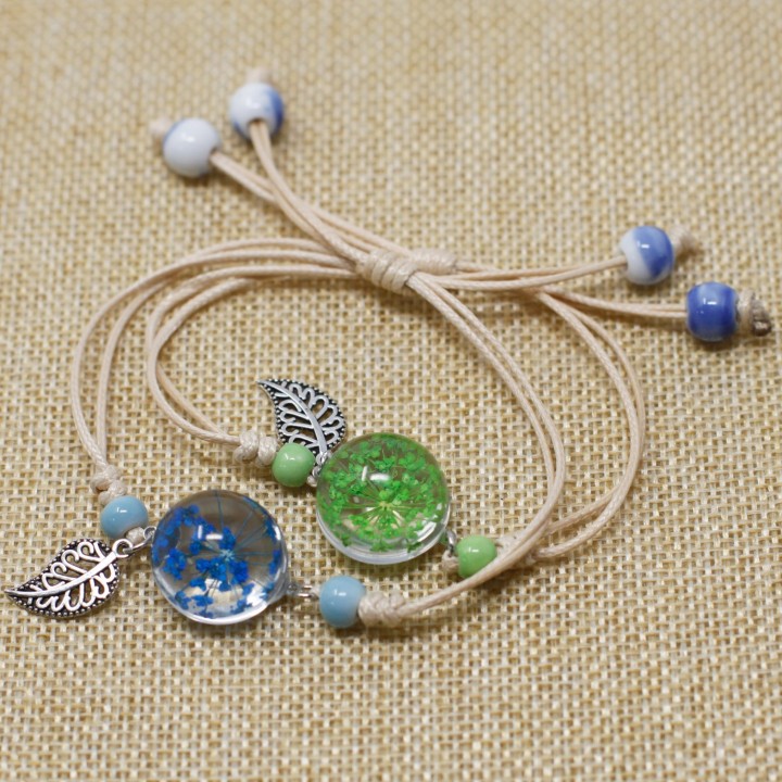 Bracelet Fleur pressée - Vert