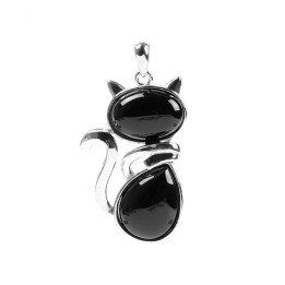 Pendentif chat en Agate noire