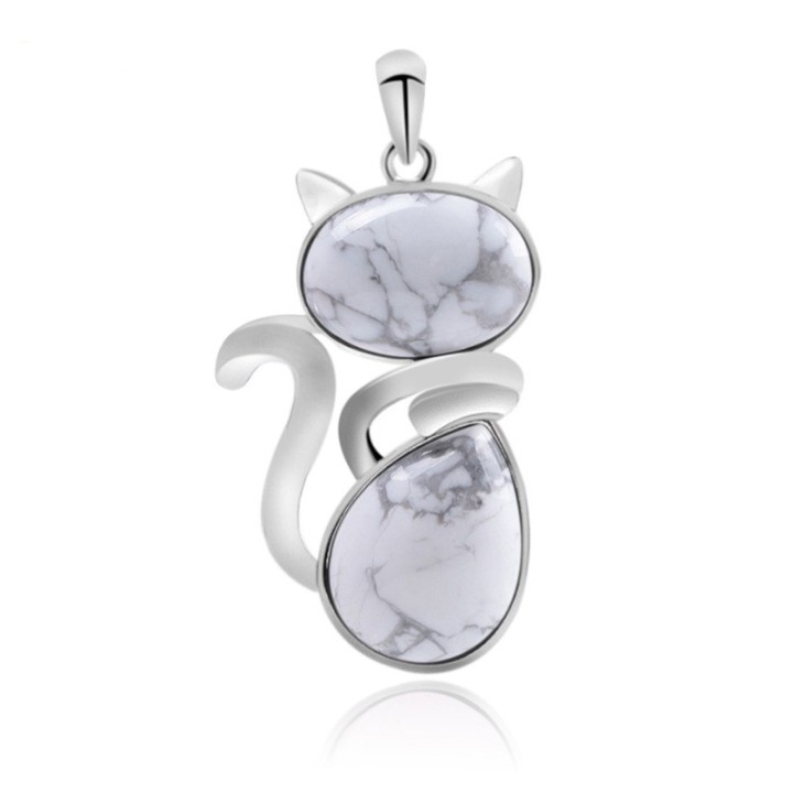 Pendentif chat en Howlite
