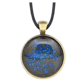 Collier Fleur pressée - Bleu