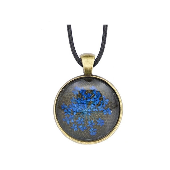 Collier Fleur pressée - Bleu