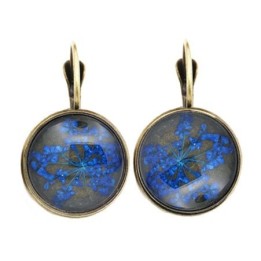 Boucles d'oreilles en Fleurs pressées - Bleu