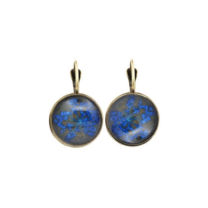 Boucles d'oreilles en Fleurs pressées - Bleu