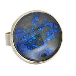 Bague Fleur pressée - Bleu