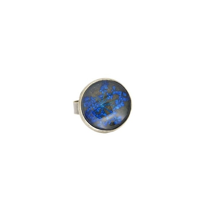 Bague Fleur pressée - Bleu