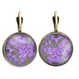 Boucles d'oreilles Fleurs pressées - Violet