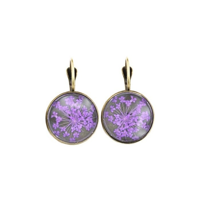 Boucles d'oreilles Fleurs pressées - Violet