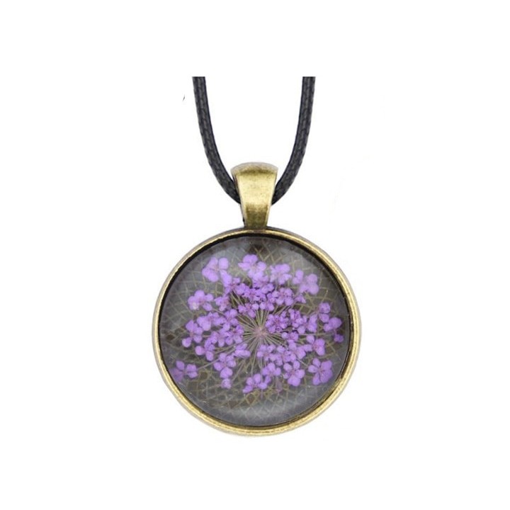 Collier Fleur pressée - Violet