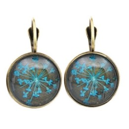 Boucles d'oreilles Fleurs pressées - Bleu clair