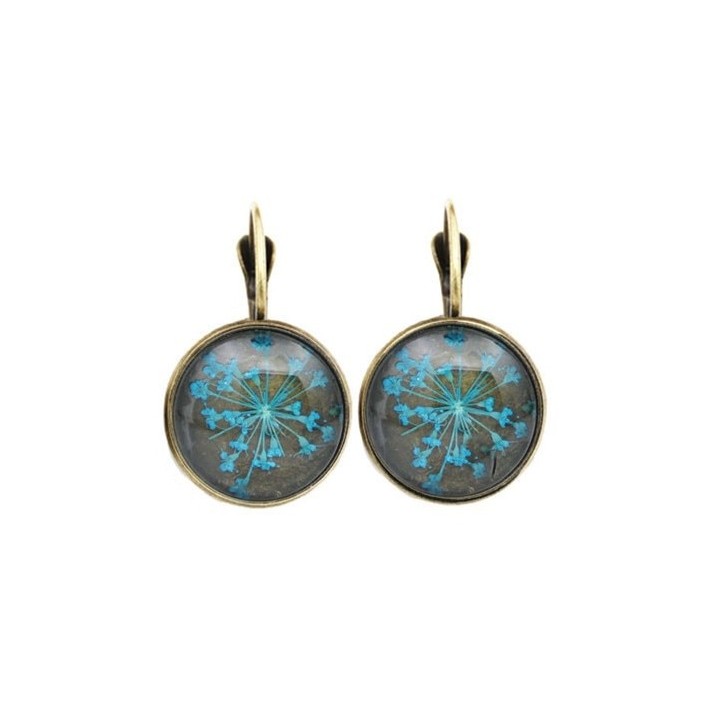 Boucles d'oreilles Fleurs pressées - Bleu clair