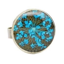 Bague Fleur pressée - Bleu ciel