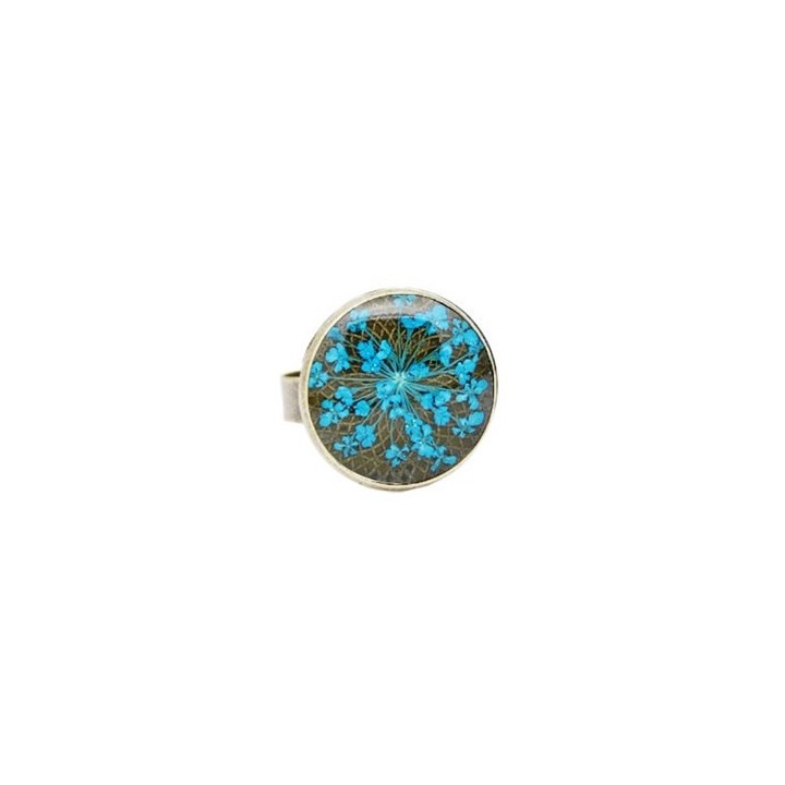Bague Fleur pressée - Bleu ciel