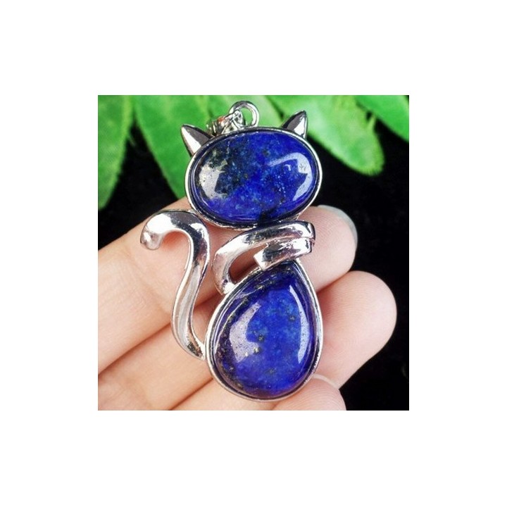 Pendentif chat en Lapis-Lazuli