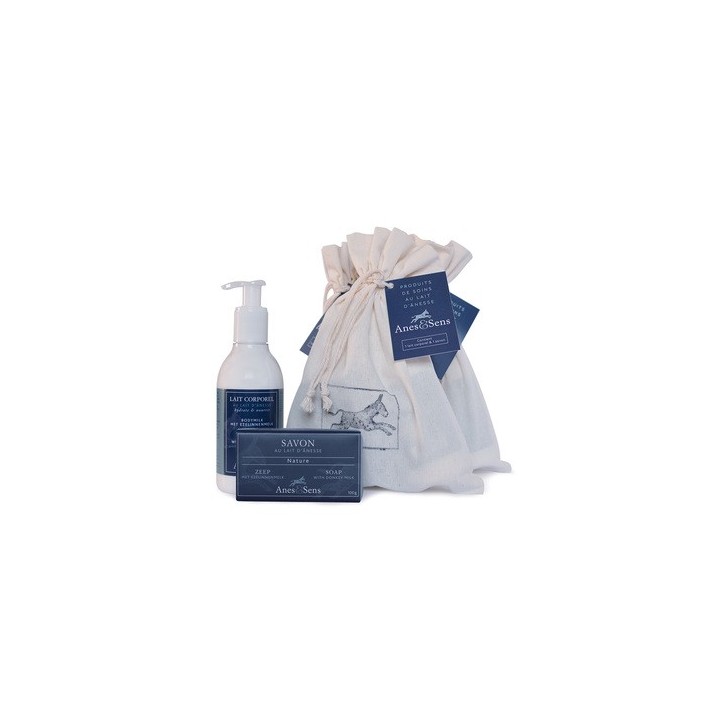 Sachet Cadeau en tissu avec produits au Lait d'Anesse