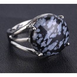 Bague d'Obsidienne flocons de neige