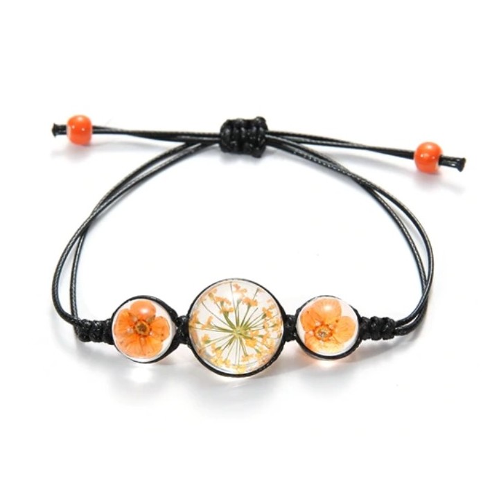 Bracelet Fleurs pressées - Orange