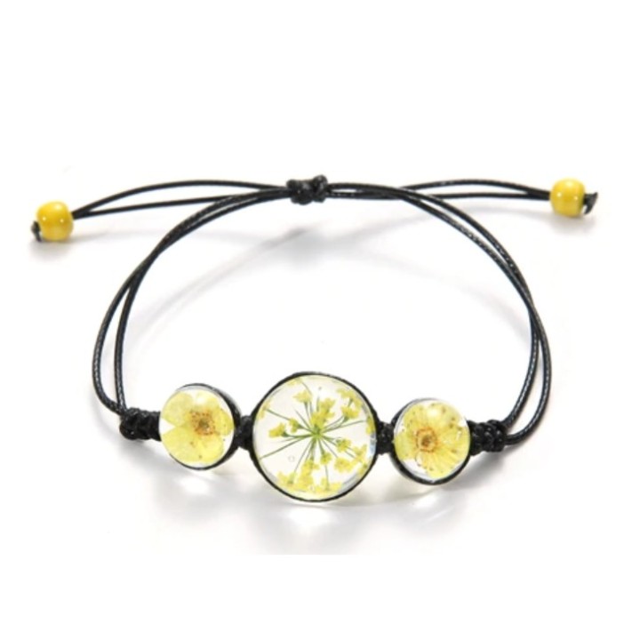 Bracelet Fleurs pressées - Jaune