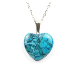 Pendentif Coeur en Agate crazy lace bleu