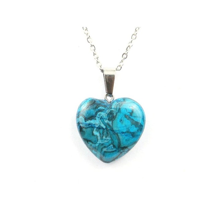 Pendentif Coeur en Agate crazy lace bleu