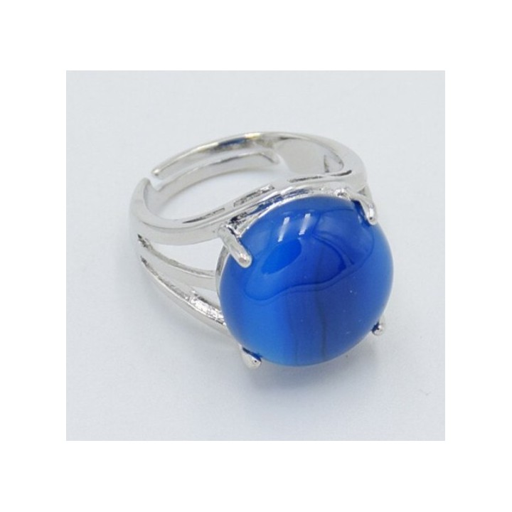 Bague d'Agate bleue rayée