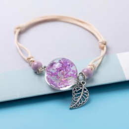 Bracelet Fleur pressée - Violet
