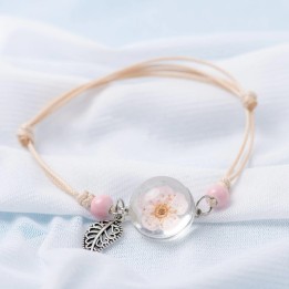 Bracelet Fleur pressée - Rose