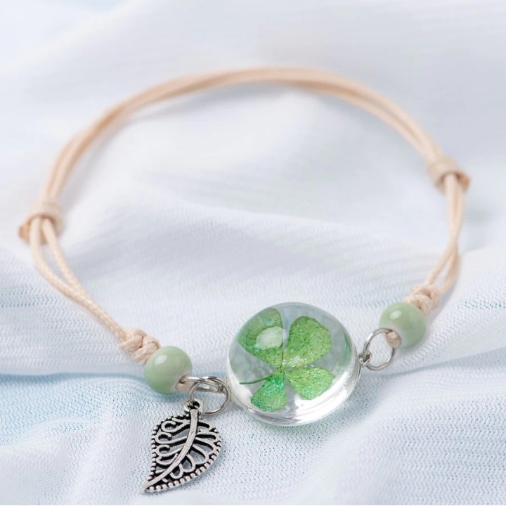 Bracelet Fleur pressée -  Trefle