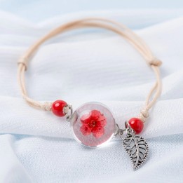 Bracelet Fleur pressée - Rouge