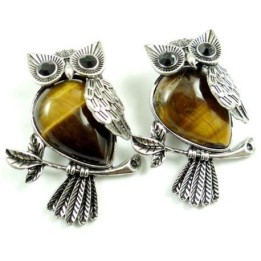 Pendentif chouette en Oeil du Tigre