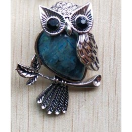 Pendentif chouette en Agate bleue