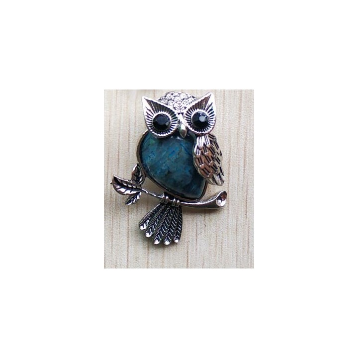 Pendentif chouette en Agate bleue