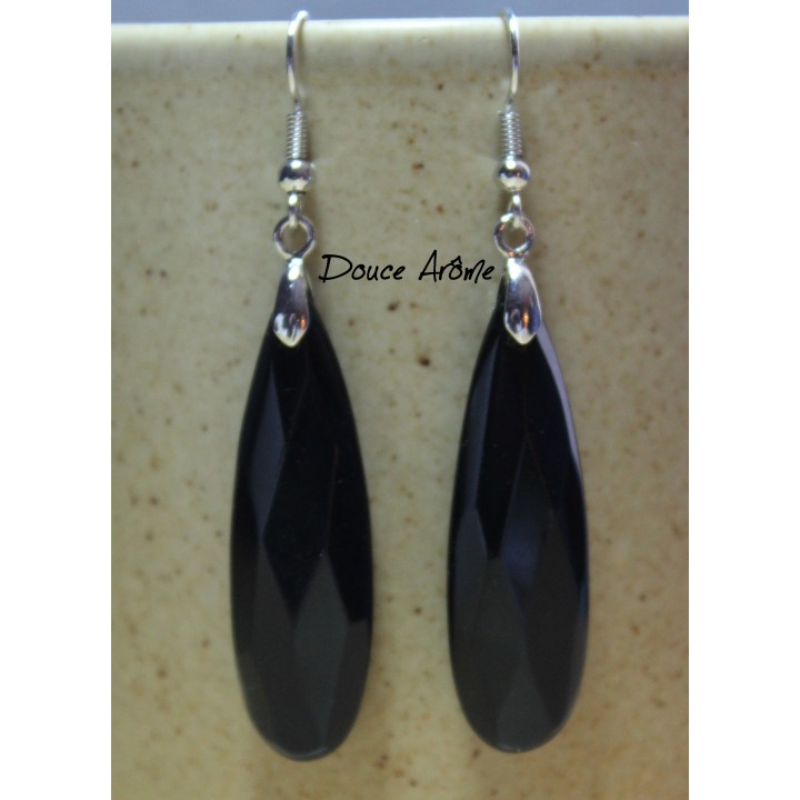 Boucles d'oreilles en Obsidienne