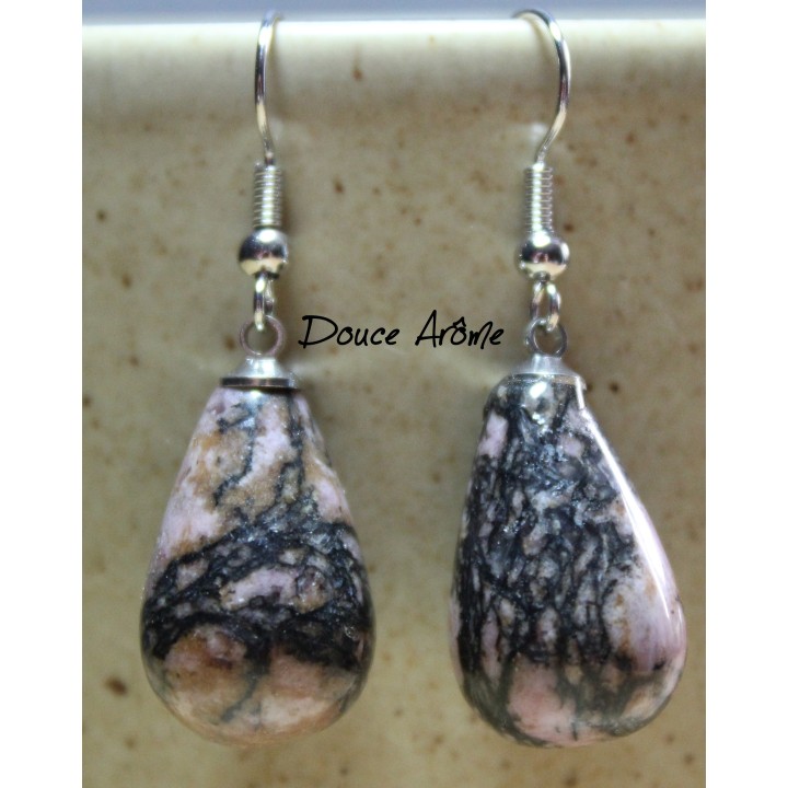 Boucles d'oreilles en Rhodonite