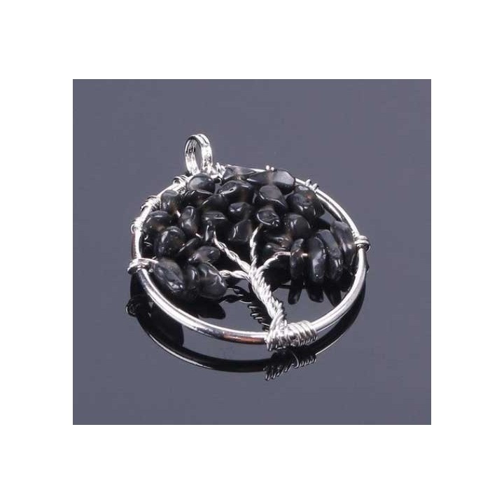 Collier Arbre de vie Obsidienne