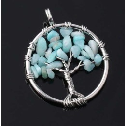 Collier Arbre de vie Aigue-Marine
