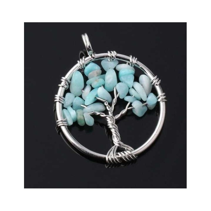 Collier Arbre de vie Aigue-Marine