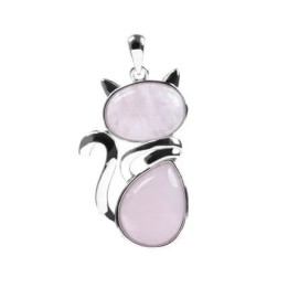Pendentif chat en Quarz Rose