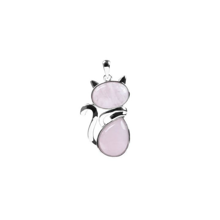 Pendentif chat en Quarz Rose