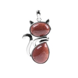 Pendentif chat en Goldstone