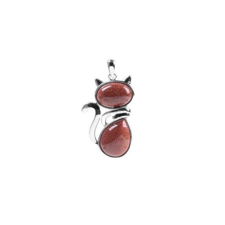Pendentif chat en Goldstone