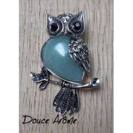 Broche chouette en Aventurine