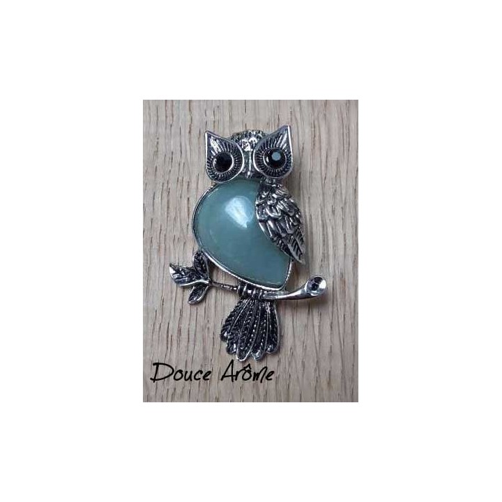 Broche chouette en Aventurine