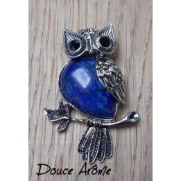 Broche chouette en Lapis Lazuli