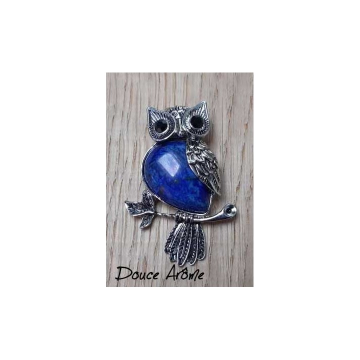 Broche chouette en Lapis Lazuli