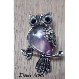 Broche chouette en Amethyste