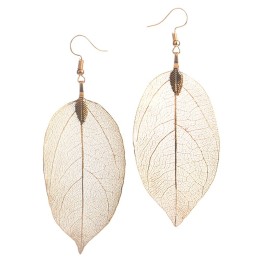 Véritables feuilles en Boucles d'oreilles - Argenté