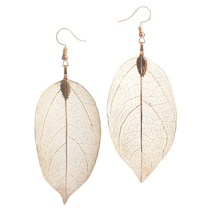 Véritables feuilles en Boucles d'oreilles - Argenté